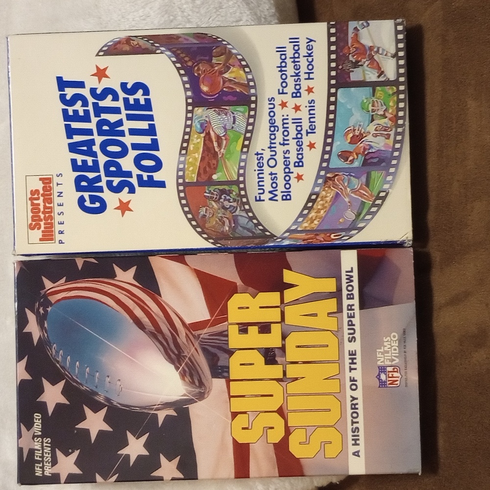 Vintage 1988 Super Sunday VHS & 1989 Greatest sports follies VHS